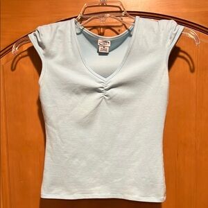 Weather Vane Baby Blue Ruched Fitted Tee